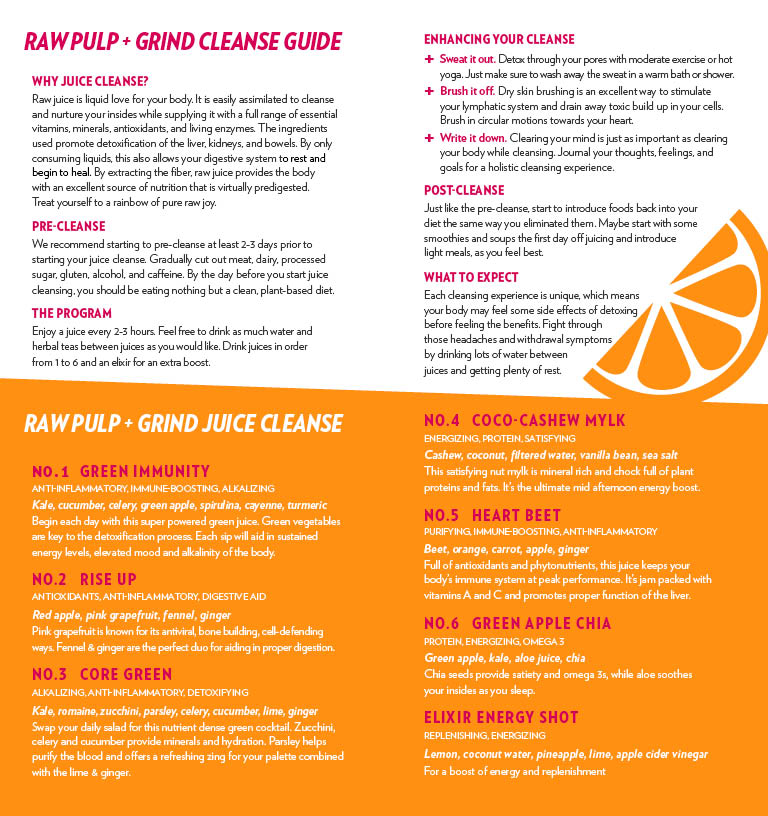 RAW Pulp and Grind Cleanse Brochure
